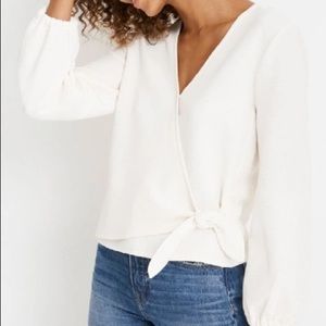 Madewell Wrap-tie Blouse in Pearl Ivory